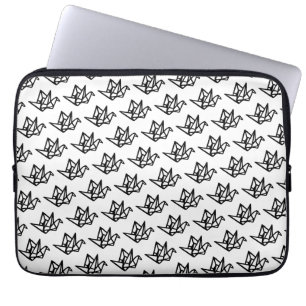 Capa Para Notebook Papel original preto e branco Crane Linocut