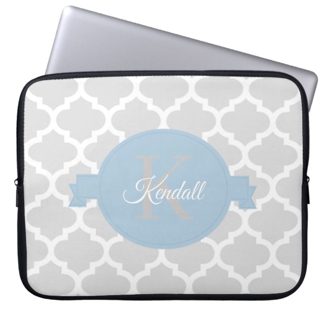 Capa Para Notebook Papel Quatrefoil Azul Céu Personalizado (Frente)