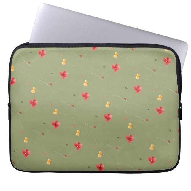 Capa Para Notebook Papoila-padrão floral sem costura (Frente)