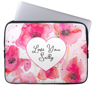 Capa Para Notebook Papoula Vermelha Papoulas Floral Água-Forte Esposa