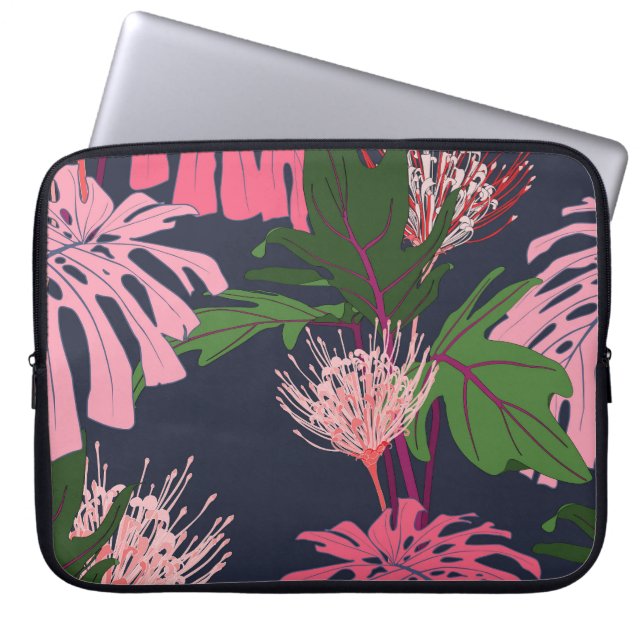 Capa Para Notebook Paraíso Tropical: Folhas Exóticas e Flores (Frente)