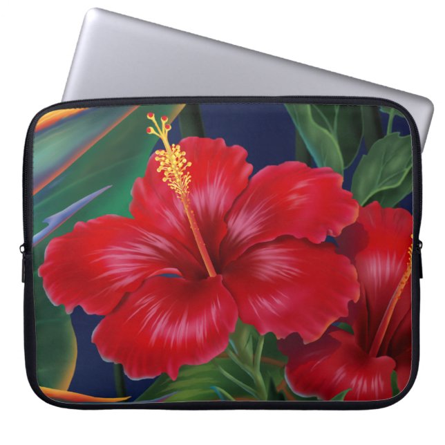 Capa Para Notebook Paraíso tropical Hibiscus Neoprene Wetcase (Frente)