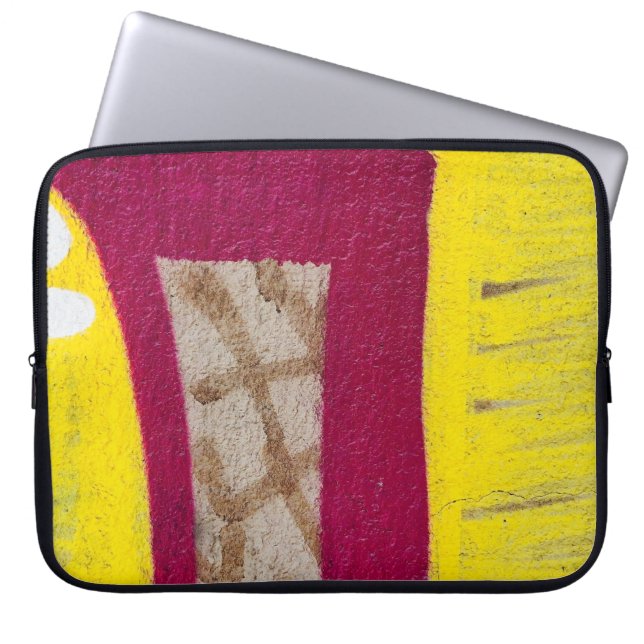 Capa Para Notebook Parede amarela e rosa pintada (Frente)