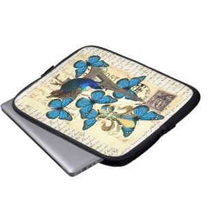 Capa Para Notebook Paris, pavão e borboletas