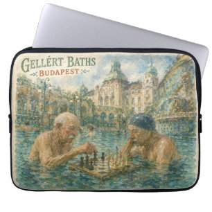 Capa Para Notebook Partida de xadrez Gellert Baths Budapeste Hungria
