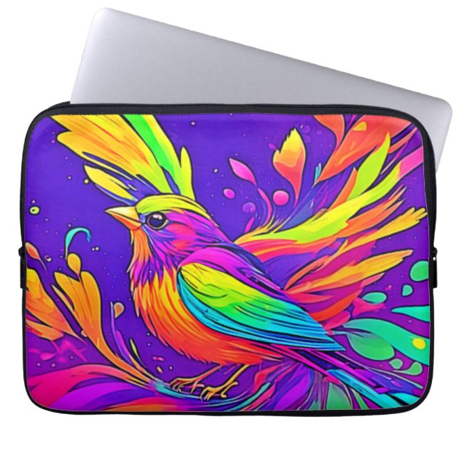 Capa Para Notebook Pássaro Arco-íris na Terra dos Desenhos (Frente)