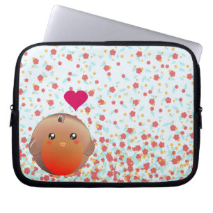 Capa Para Notebook Pássaro bonito do pisco de peito vermelho