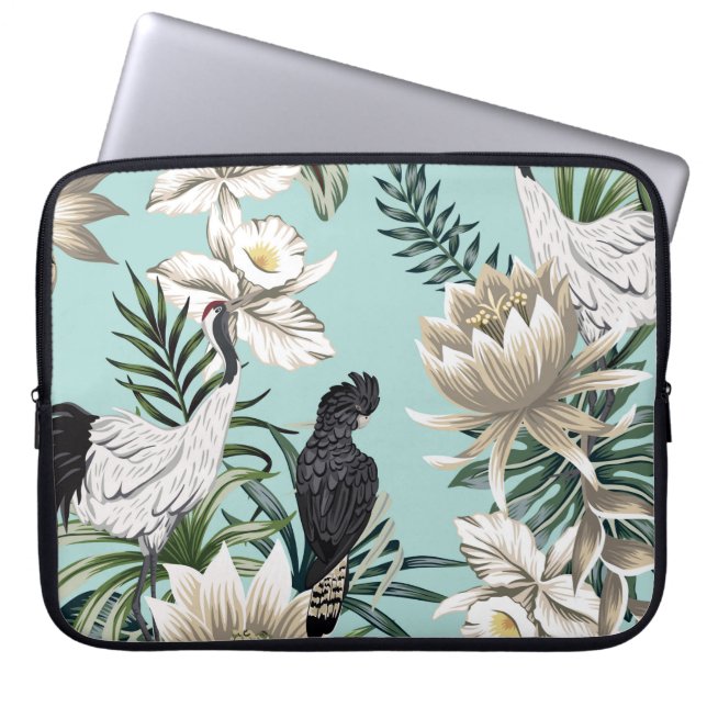 Capa Para Notebook Pássaro-guindaste tropical, papagaio, lotus flow (Frente)