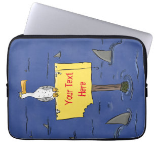 Capa Para Notebook Pássaro marinho engraçado rodeado de desenhos an