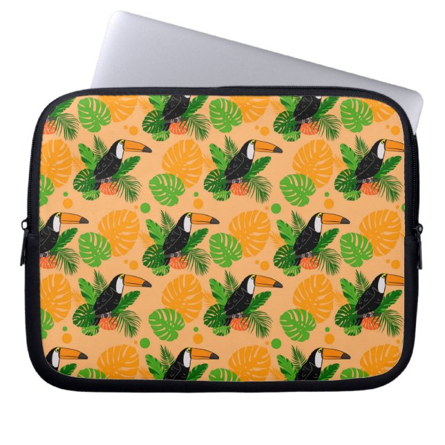 Capa Para Notebook Pássaro Tátil Tropical Padrão sem costura (Frente)