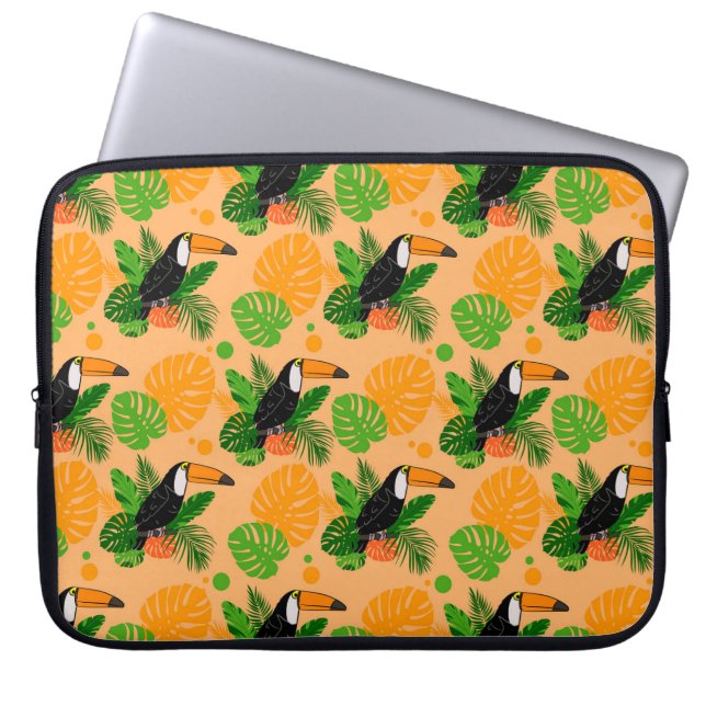 Capa Para Notebook Pássaro Tátil Tropical Padrão sem costura (Frente)