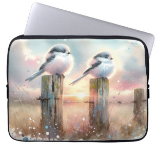 Capa Para Notebook Pássaros Aquarela Pastel Poste de Cerca Pôr do Sol