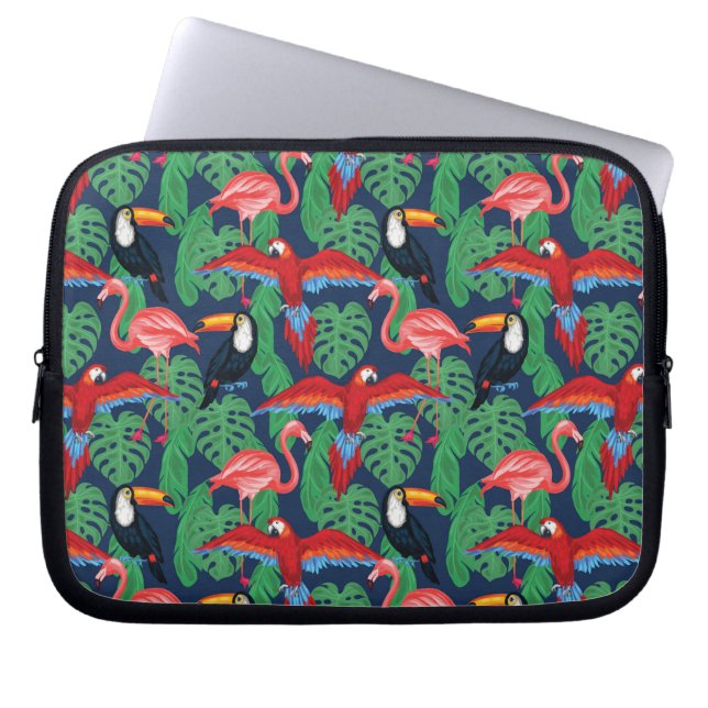 Capa Para Notebook Pássaros tropicais em cores brilhantes (Frente)