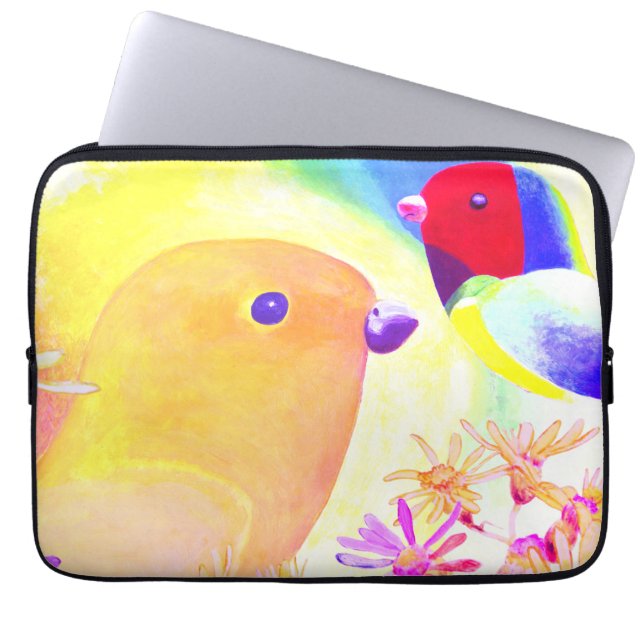 Capa Para Notebook Pássaros Vibrantes com Tie-Dye (Frente)