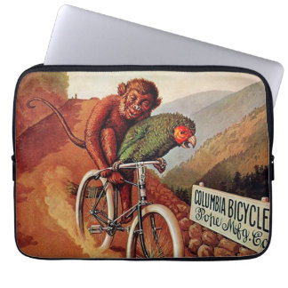Capa Para Notebook Passeio cómico da bicicleta do papagaio do macaco