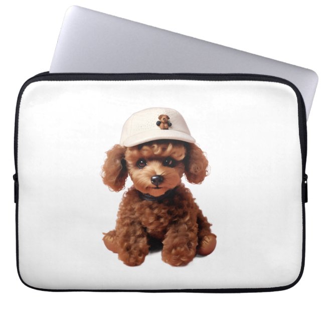 Capa Para Notebook Pasta de Poodle em Xícara de Chá Branca (Frente)