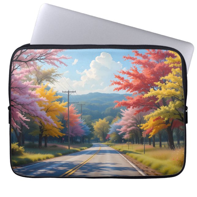 Capa Para Notebook Pastel Autumn Country Road Watercolor (Frente)