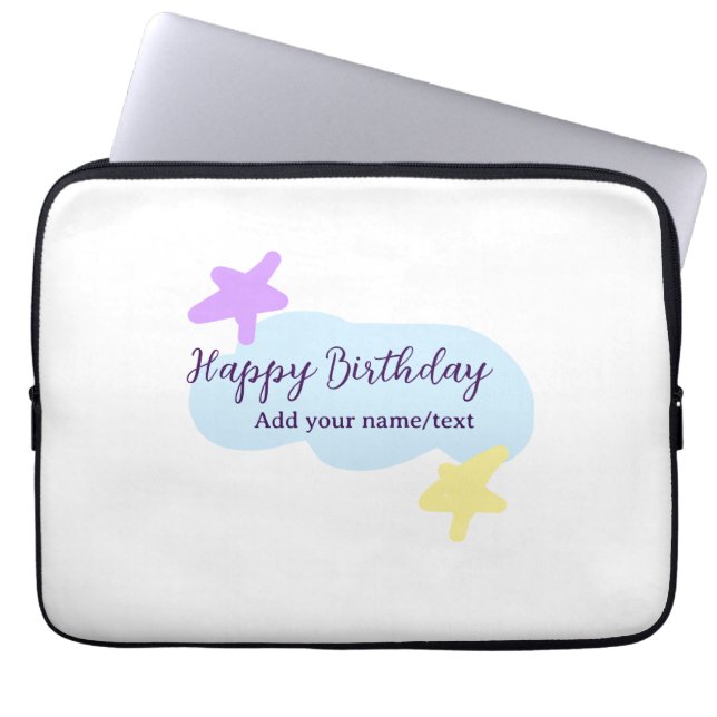 Capa Para Notebook Pastel blue clouds stars purple happy birthday nam (Frente)
