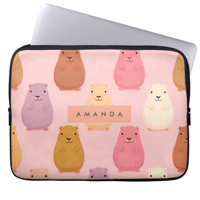 Capa Para Notebook Pastel Cute Capybara Pattern Personalizado (Frente)