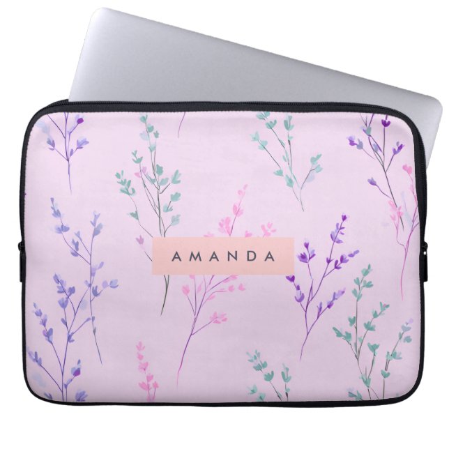 Capa Para Notebook Pastel Floral Personalizado, Elegante (Frente)
