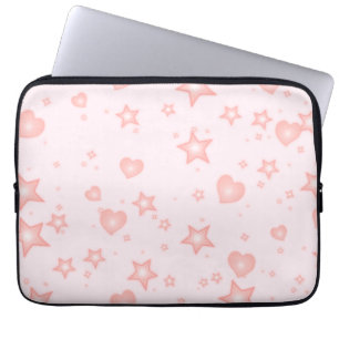 Capa Para Notebook Pastel Kawaii Corações & Estrelas – Fofo Rosa Femi