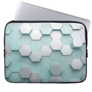 Capa Para Notebook Pastel Mint Hexágono Mosaico 3D