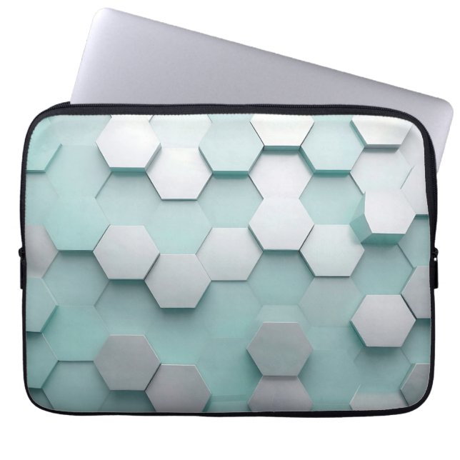 Capa Para Notebook Pastel Mint Hexágono Mosaico 3D (Frente)