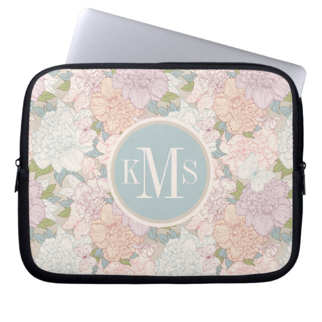 Capa Para Notebook Pastel Peony & Butterfly Fllower Pattern (Frente)