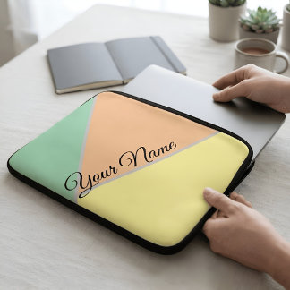 Capa Para Notebook Pastel Personalizado Estético Geométrico em Verde-