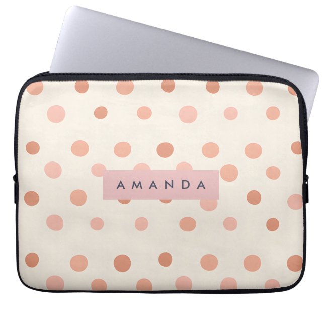 Capa Para Notebook Pastel Personalizado Rosa Pêssego e Bolinhas Bege  (Frente)