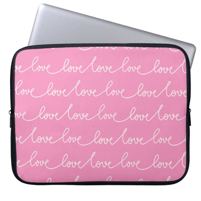 CAPA PARA NOTEBOOK PASTEL PINK COM SCRIPT DE AMOR BRANCO (Frente)