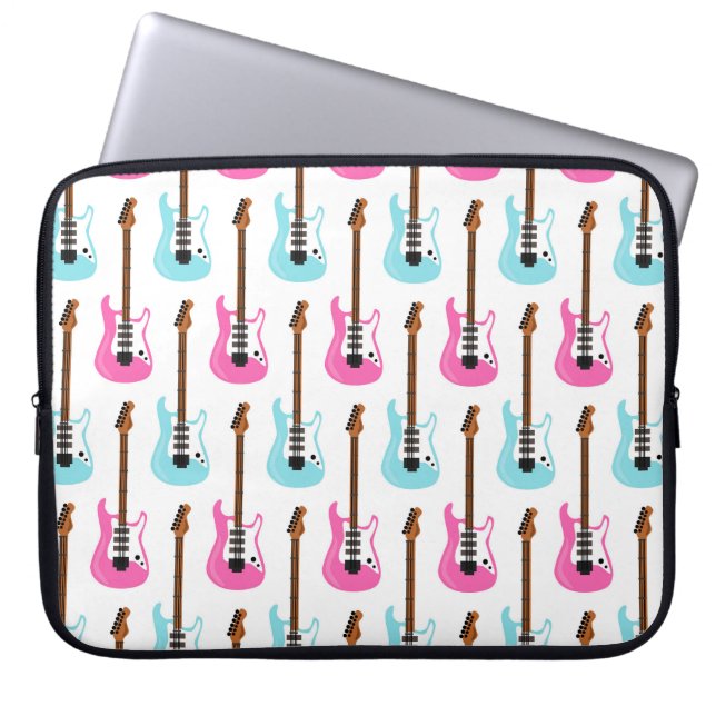 CAPA PARA NOTEBOOK PASTEL PINK E GUITARRAS ELÉTRICAS AZUIS (Frente)