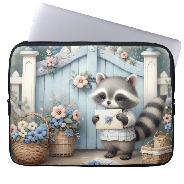Capa Para Notebook Pastel Raccoon Letter Garden (Frente)