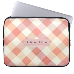 Capa Para Notebook Pastel Rosa Xadrez Moderno Personalizado