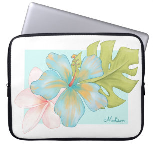 Capa Para Notebook Pastel Tropical Floral Buquê com Nome