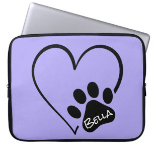 Capa Para Notebook Pata de Cães Impressa com Coração e Nome