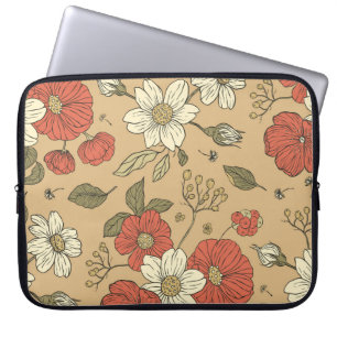 Capa Para Notebook Pata de papoila-da-vintage e pata de jardim sem co