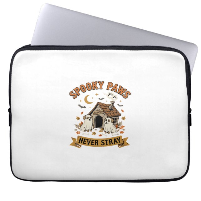 Capa Para Notebook Patas de Fantasma de Cachorro de Halloween (Frente)