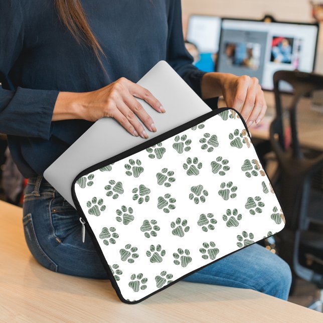 Capa Para Notebook patas, patas caninas, patas verdes (Criador carregado)