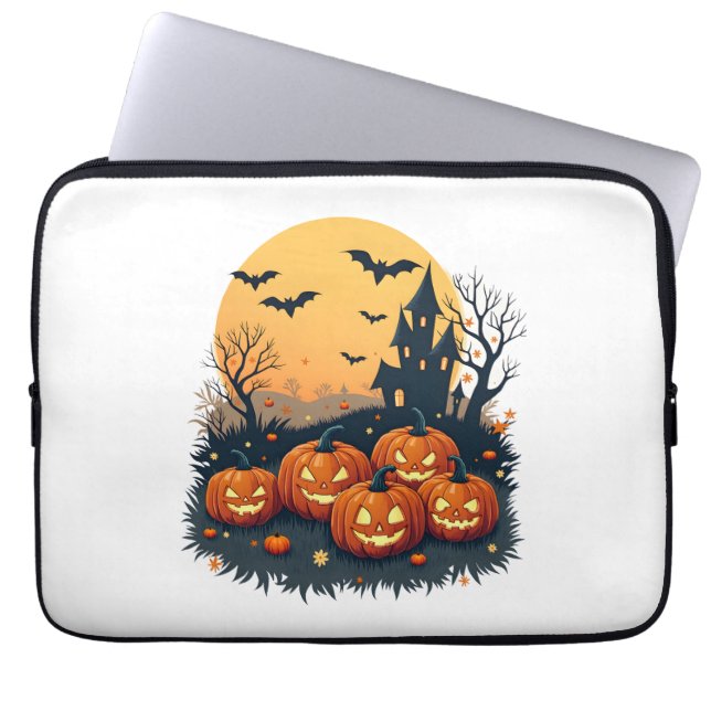Capa Para Notebook Patch de Abóbora Spooky - Tee Retro Halloween (Frente)