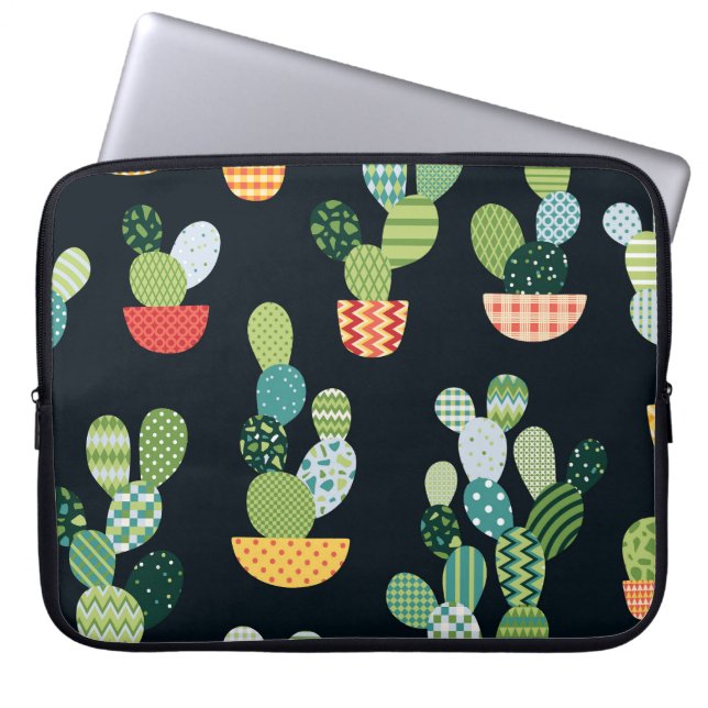 Capa Para Notebook Patchwork Cactus Vegetais sem Olhos Padrão (Frente)