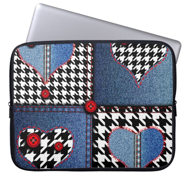 Capa Para Notebook Patchwork de Denim: padrão de Tecido sem falhas (Frente)