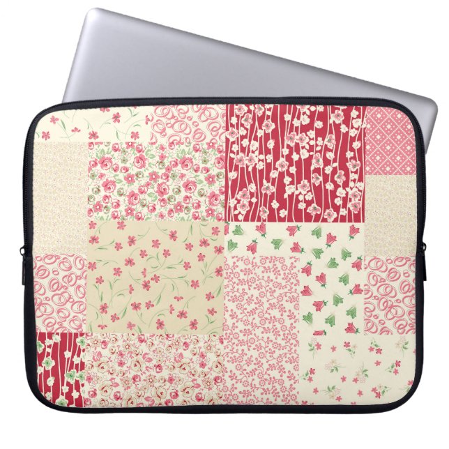 Capa Para Notebook Patchwork Floral: Ornamentos Desenhados À Mão. (Frente)