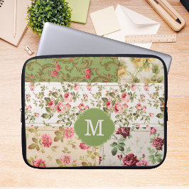Capa Para Notebook Patchwork Rose Monograma Personalizado