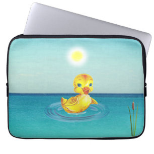 Capa Para Notebook Patinho Fofo Nadando no Lago