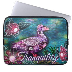 Capa Para Notebook Pato Floral Caprichoso Roxo Azul Personalizado