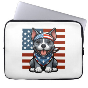 Capa Para Notebook Patriótica Pitbull American Flag 4 de julho de CHU