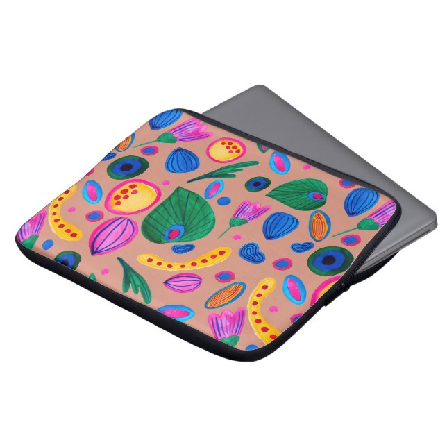 Capa Para Notebook Patrón boho pintado a mano terracota (Frente Topo)