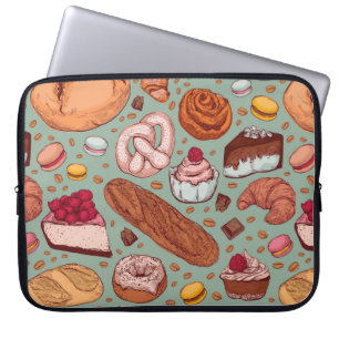 Capa Para Notebook Patten de padaria desenhado à mão a cores. Difer