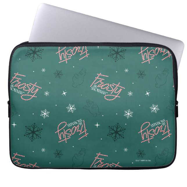 Capa Para Notebook Patterno de Neve Verde Snowman Frosty (Frente)